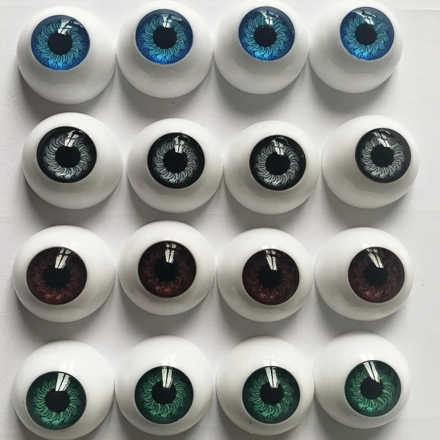 8 Pairs of 4 Colors 22mm Half Round Realistic  Eyes for Halloween Props, , Dolls or Bears Craft Plastic Eyeballs (22mm)