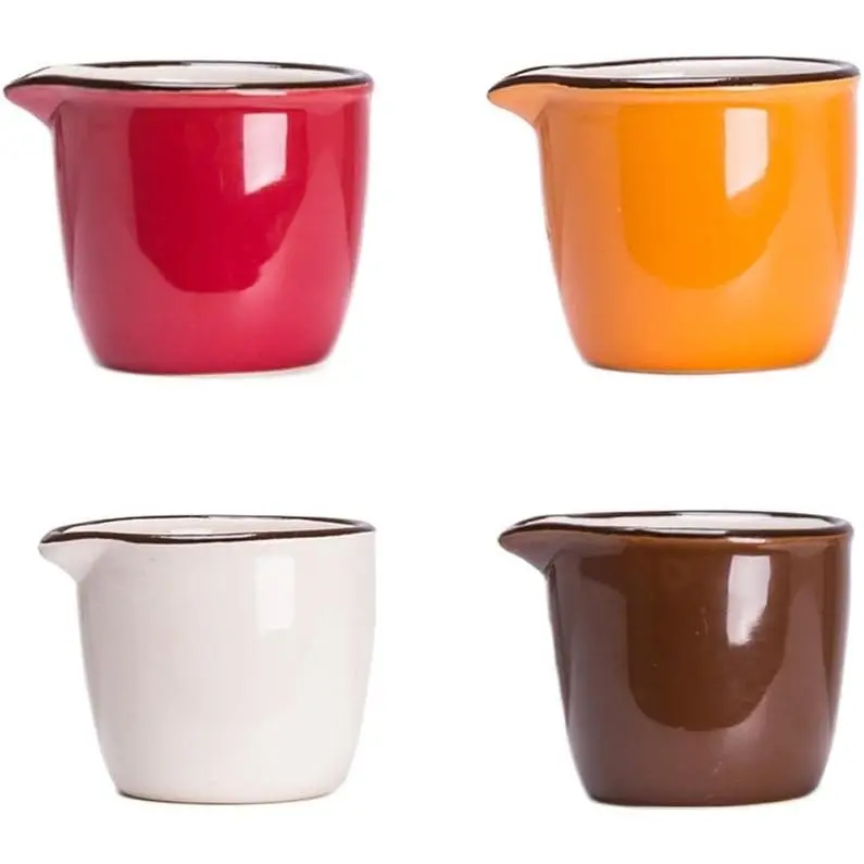 Colorful Mini Ceramic Creamer and Serving Pitcher - Coffee Milk Jug for Kitchen - 4Pcs (Multiple Colors)