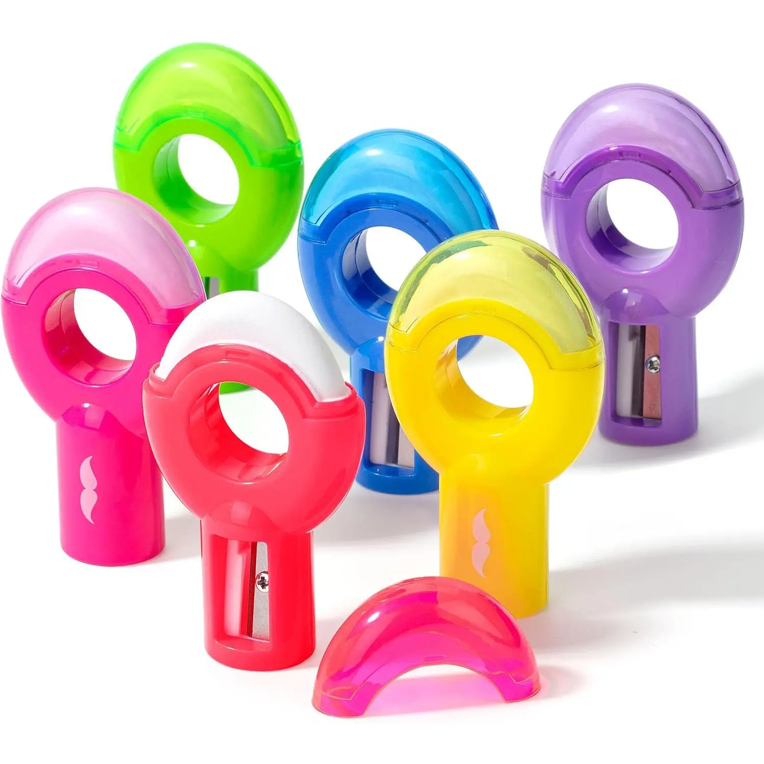 - Manual cil Sharer & Eraser, 6 Pack, 2-in-1 Manual Sharers | Multicolored Sharer with Eraser Fun Stationery  to School Supplies, Classroom Rewards, Birthday Party Favors