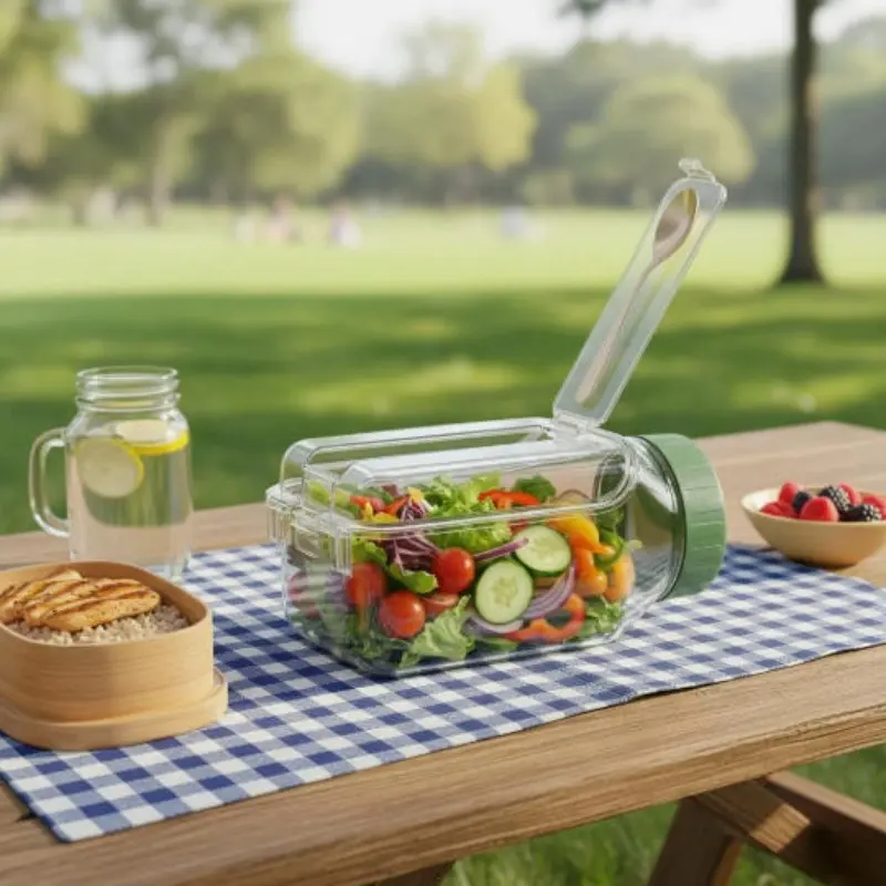 Saladkind Salad Podbuilt, Innovative Salad Container, Plastic Food Containers, Perfect for Fresh Salads, Durable Design, Easy to Use, Ideal for Home & Office