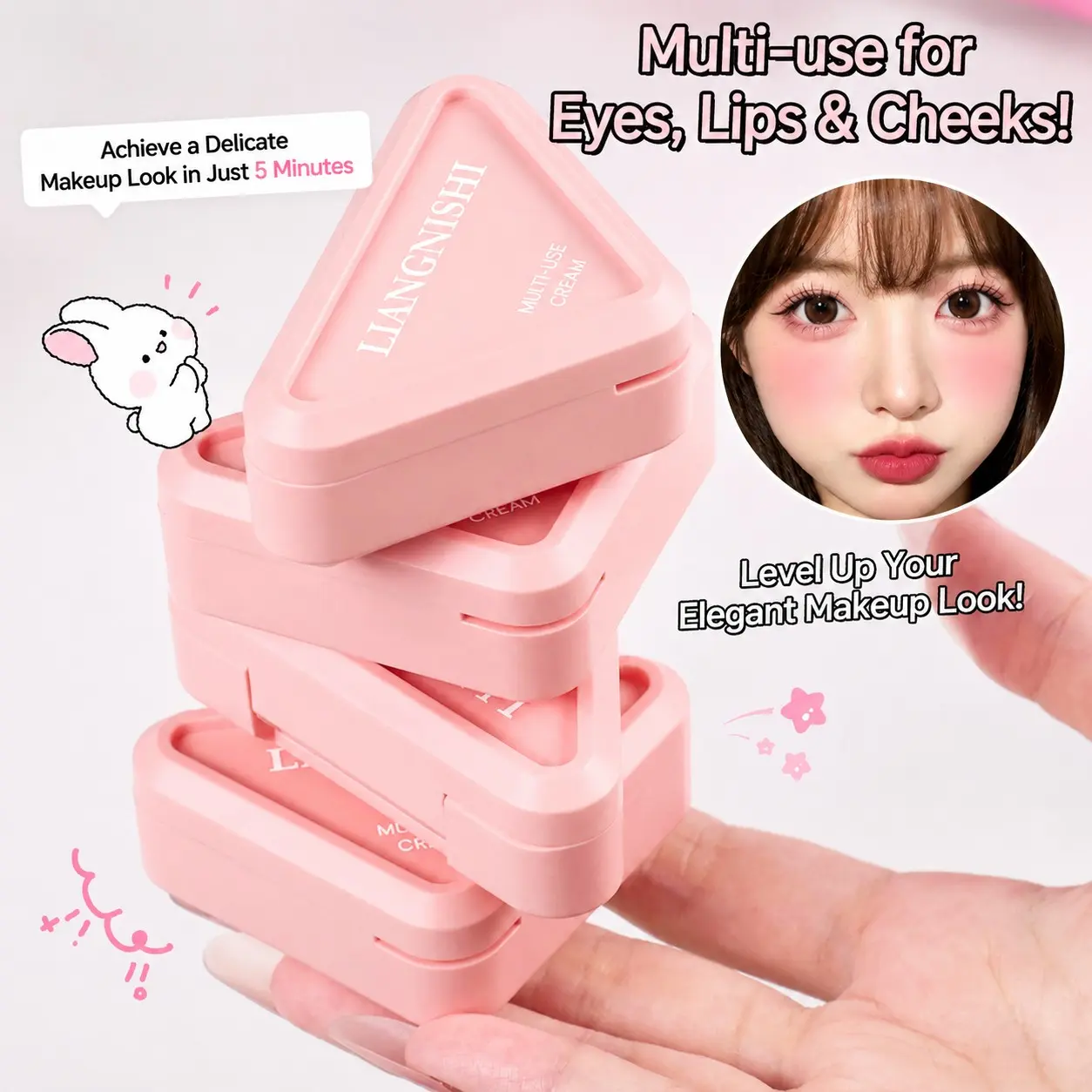 Multifunctional Soft Mist Smooth Blush Balm, Long-Lasting Colorful Cheek Highlighter, Natural Radiance, Brightening Blush Gel
