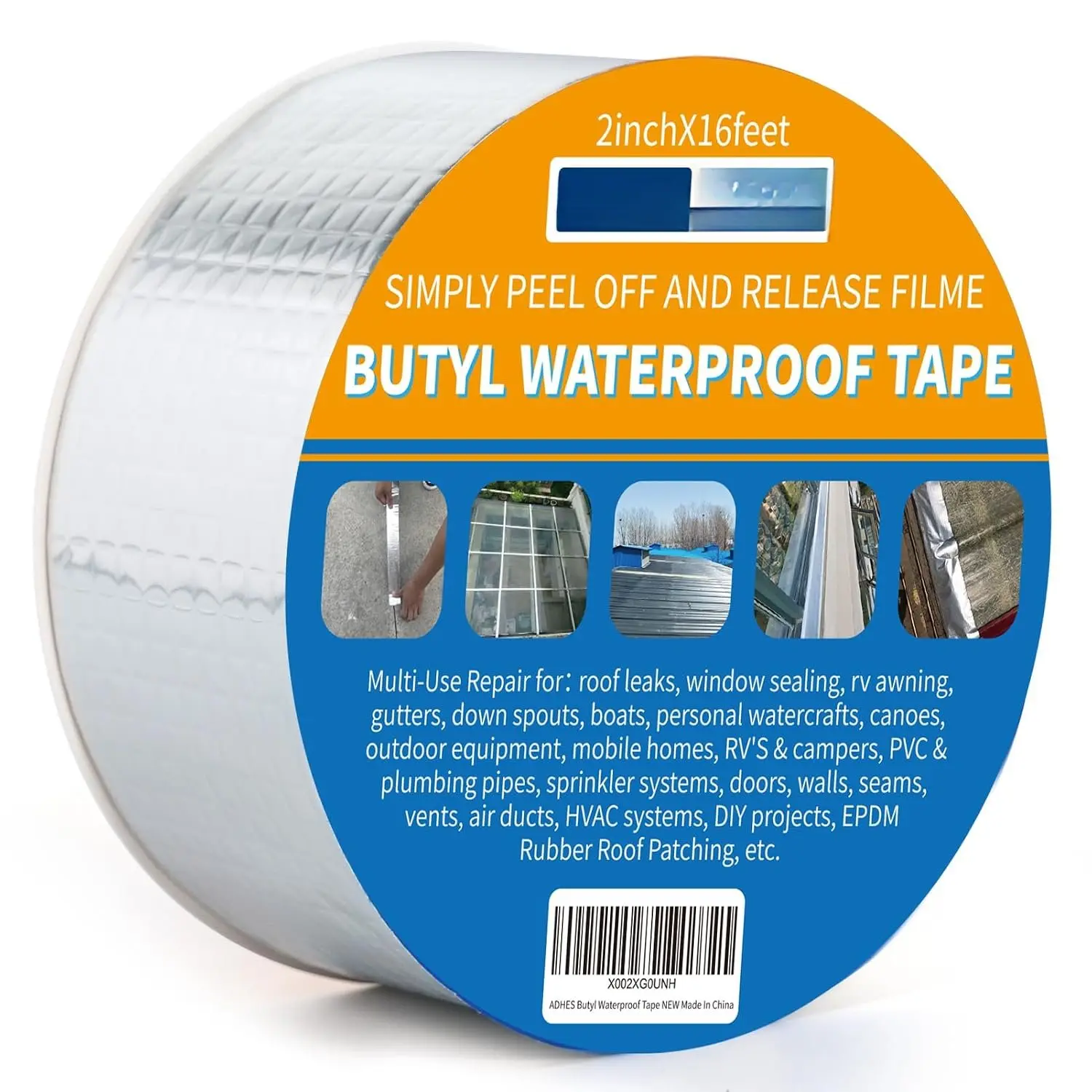 Upgrade Butyl  Waterpro , 1.2mm Thick, 2 inch x 16  |  Foil  Butyl Sealant  for RV Repair, Window, Boat and Pipe Sealing, Glass & EDPM Rubber Ro Patching,