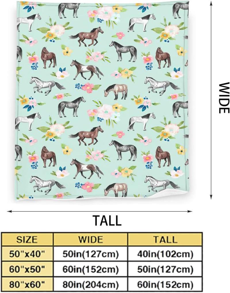 Horse Throw Blanket Super Soft Warm Floral Horse Blanket for Girls Kids, Cozy Plush Fleece Farm Stuffed Animal Horse s ding Blanket for Women  Couch  40"inx50"in