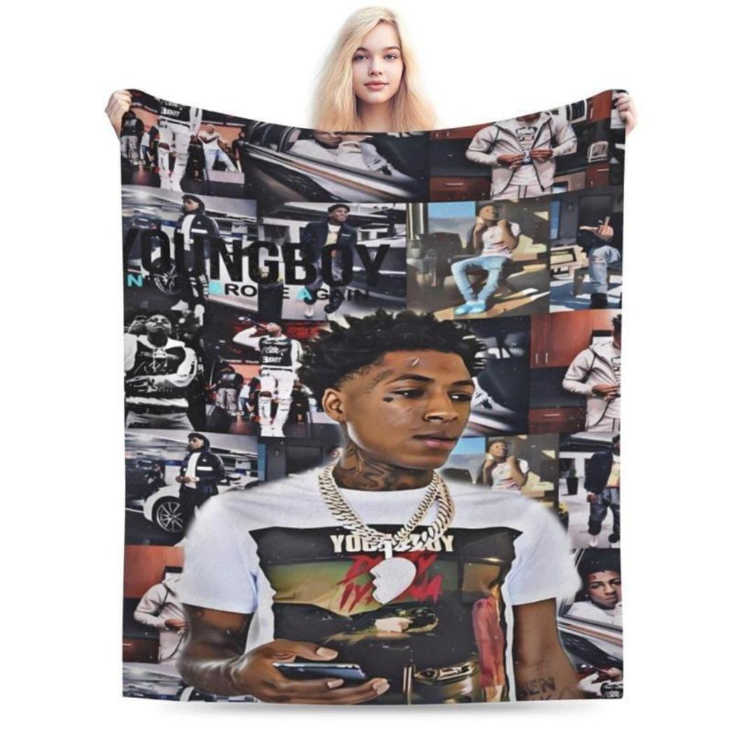 YoungBoy Never Broke Again Funny Blanket Suitable for Sofa Bedroom Car Soft Air Conditioning Blanket etc. Suitable for all seasons Applies to Super Soft Decorative Sofa/Sofa/Dedroom  Soft, lightweight and breathable
