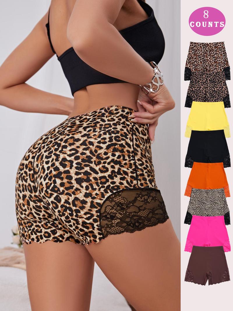 Women's Contrast Lace Boyshorts, Soft Comfy Breathable Panty for Daily Wear, Underwear for All Seasons, Soft Breathable Knicker