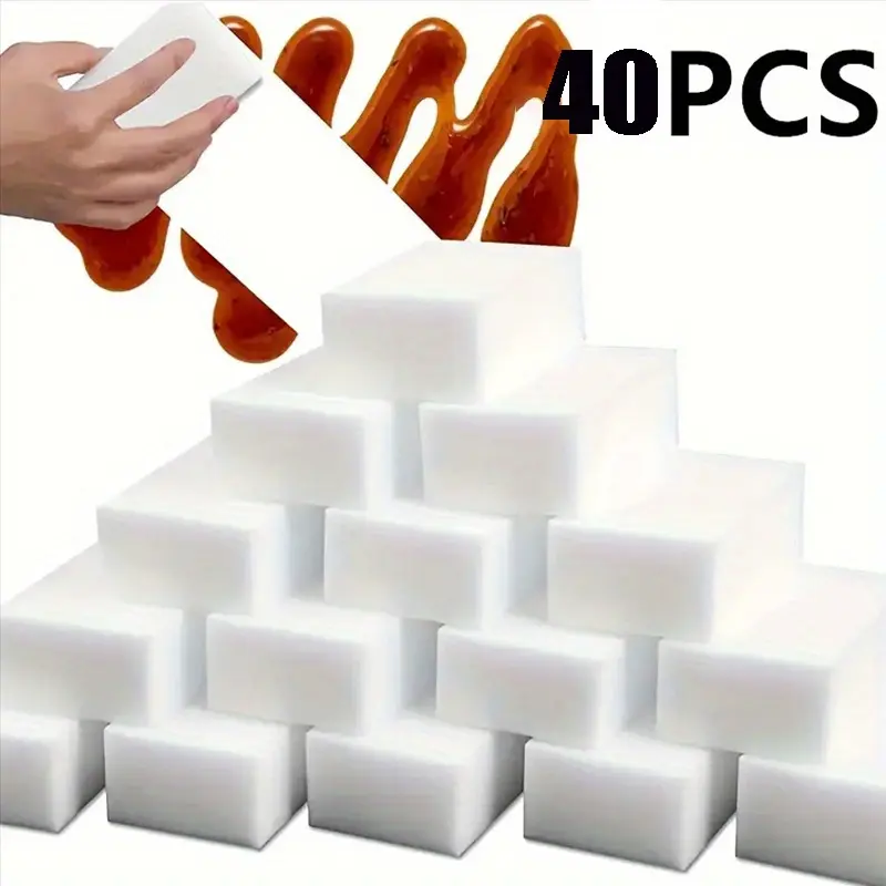 40Pcs Magic Cleaning Sponge - Effortless Stain Removal - Eco-Friendly, Multi-Surface Use - Perfect for Home & School - Magic Eraser Sponge