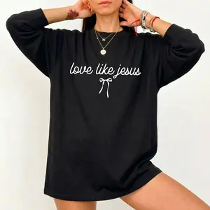 Love Like Jesus sweatshirt for women, Christian crewneck featuring aesthetic Bible verse design, cozy faith-based sweater, perfect church or religious outfit