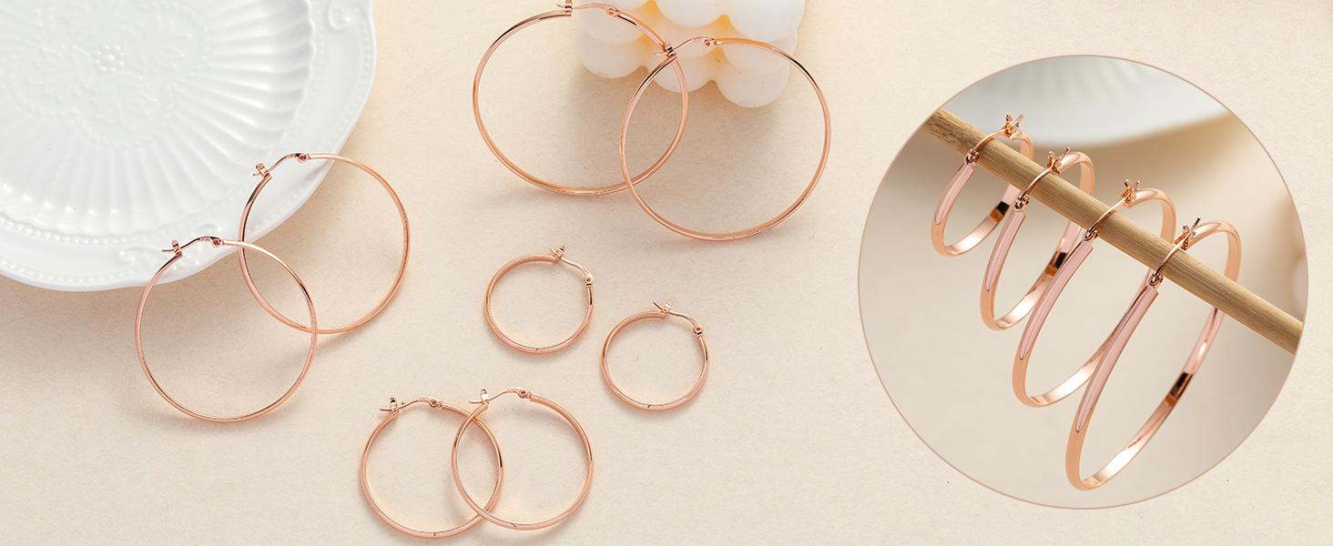 valentine gifts for her-Women’s Big Gold Hoop Earrings, 3mm Wide Oversized Hoops, Minimalist Statement Jewelry, 30/40/50/60mm