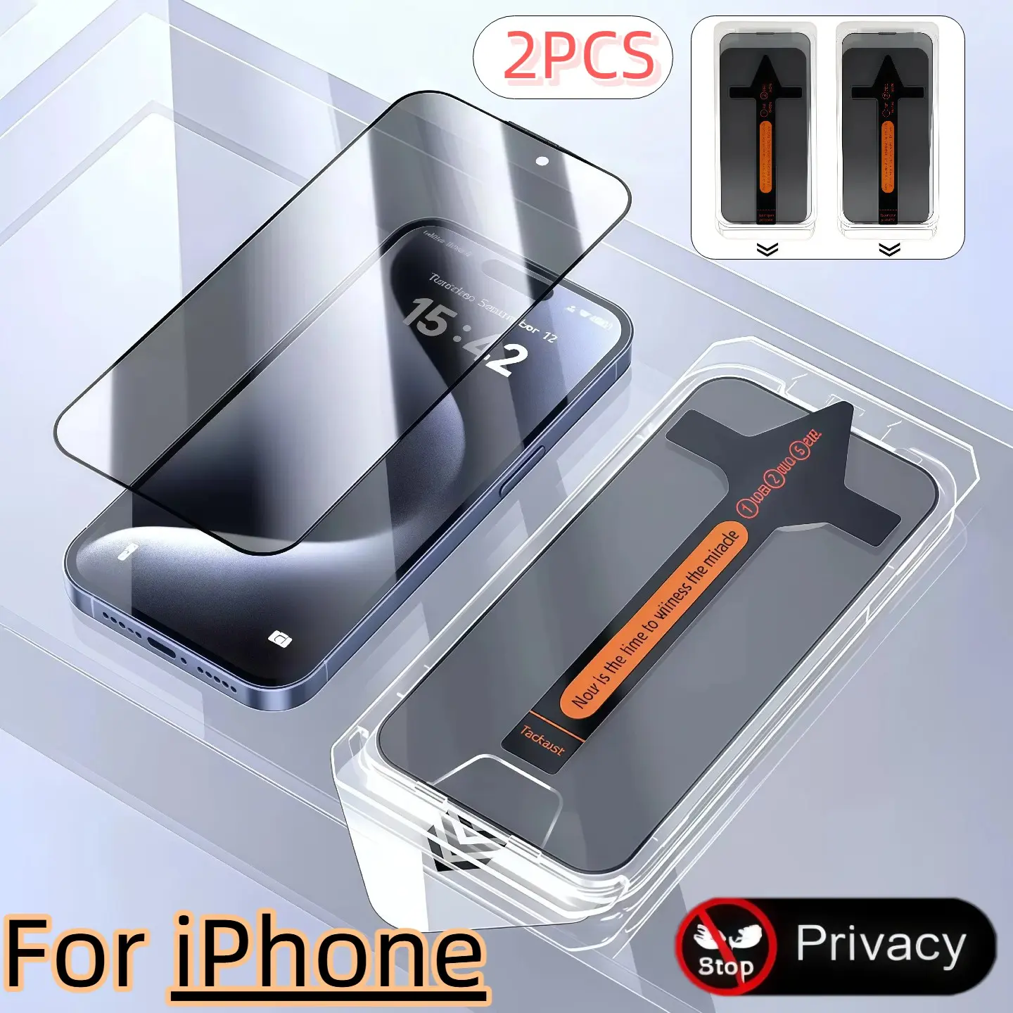 2-Pack Anti-Spy Screen Protector for iPhone, Bubble-Free, Dust-Proof, 9h Hardness, Easy Installation, Scratch-Resistant, Fits Multiple Models