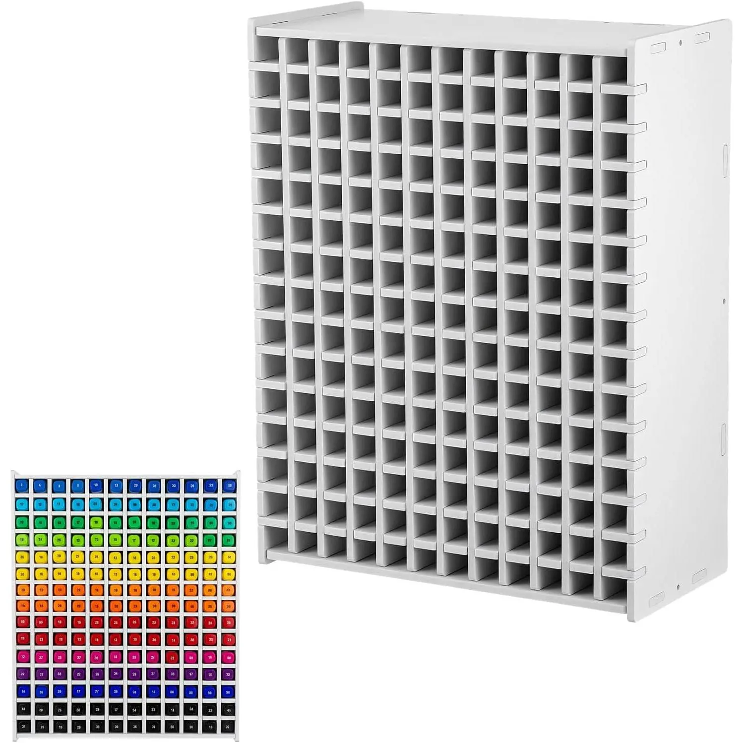 Marker Organizer Holder for 180 Markers, Art  Storage Rack with Adjustable Dividers, Desktop Pen Holder for Colored Pencils and Brushes, White