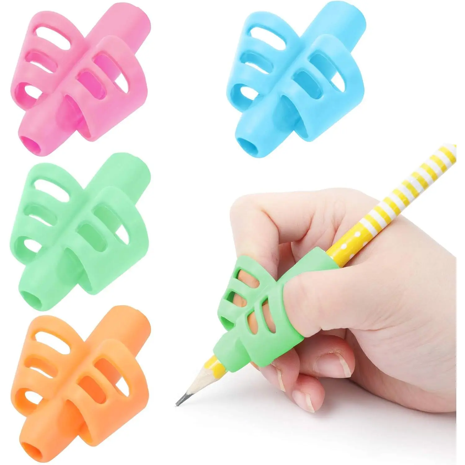 Pencil Grips for  Handwriting, 4 count  Pencil Grippers,  Pen Grip Holder for Beginners