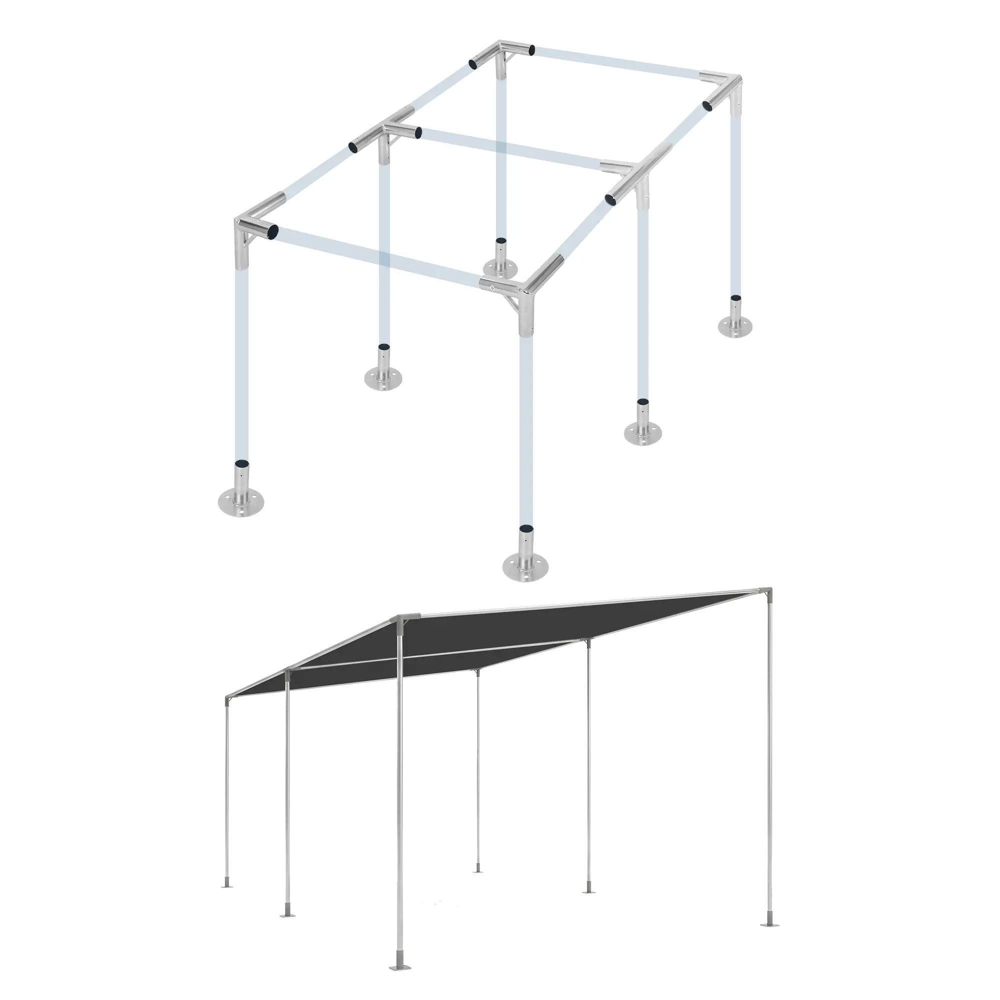 Galvanized Steel Carport Connector Kit - 12pcs/6 Leg Carport Kit with Galvanized Finish, Pre-Drilled Holes, Rustproof 6/8-Leg Frame for Slant Roof, Shed, DIY Shelter Projects (Posts Not Included)