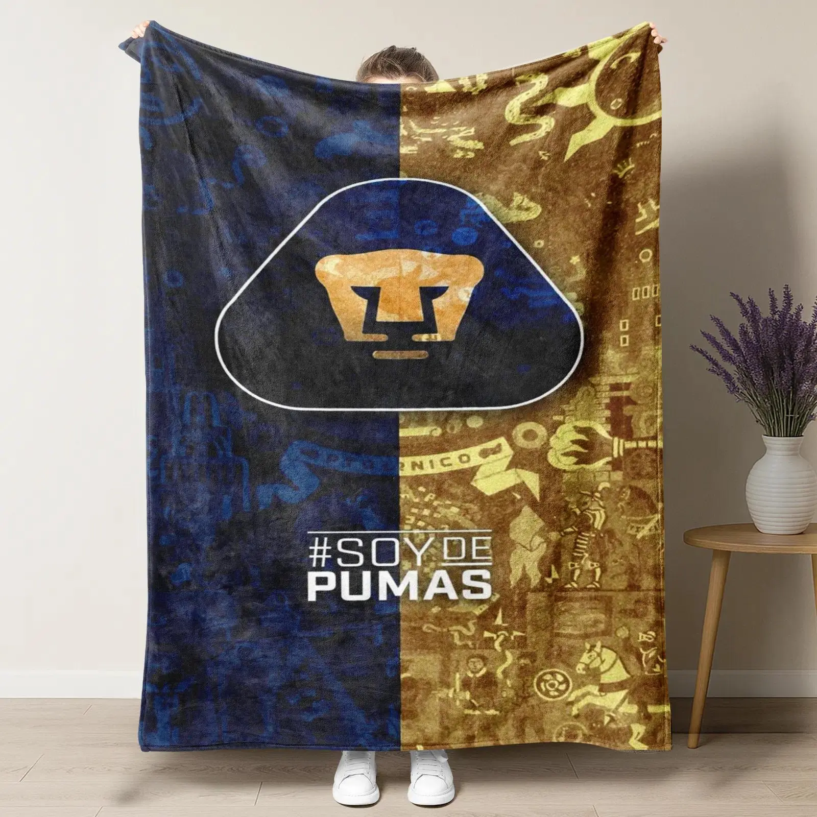 P UNAM Blanket – Vintage Aztec-Inspired Design Featuring the Iconic Puma Head Crest & # SoyDePumas Slogan, Perfect for Mexican Soccer Fans Suitable as a gift sizes 60*80,30*40 ,40*50 50*60