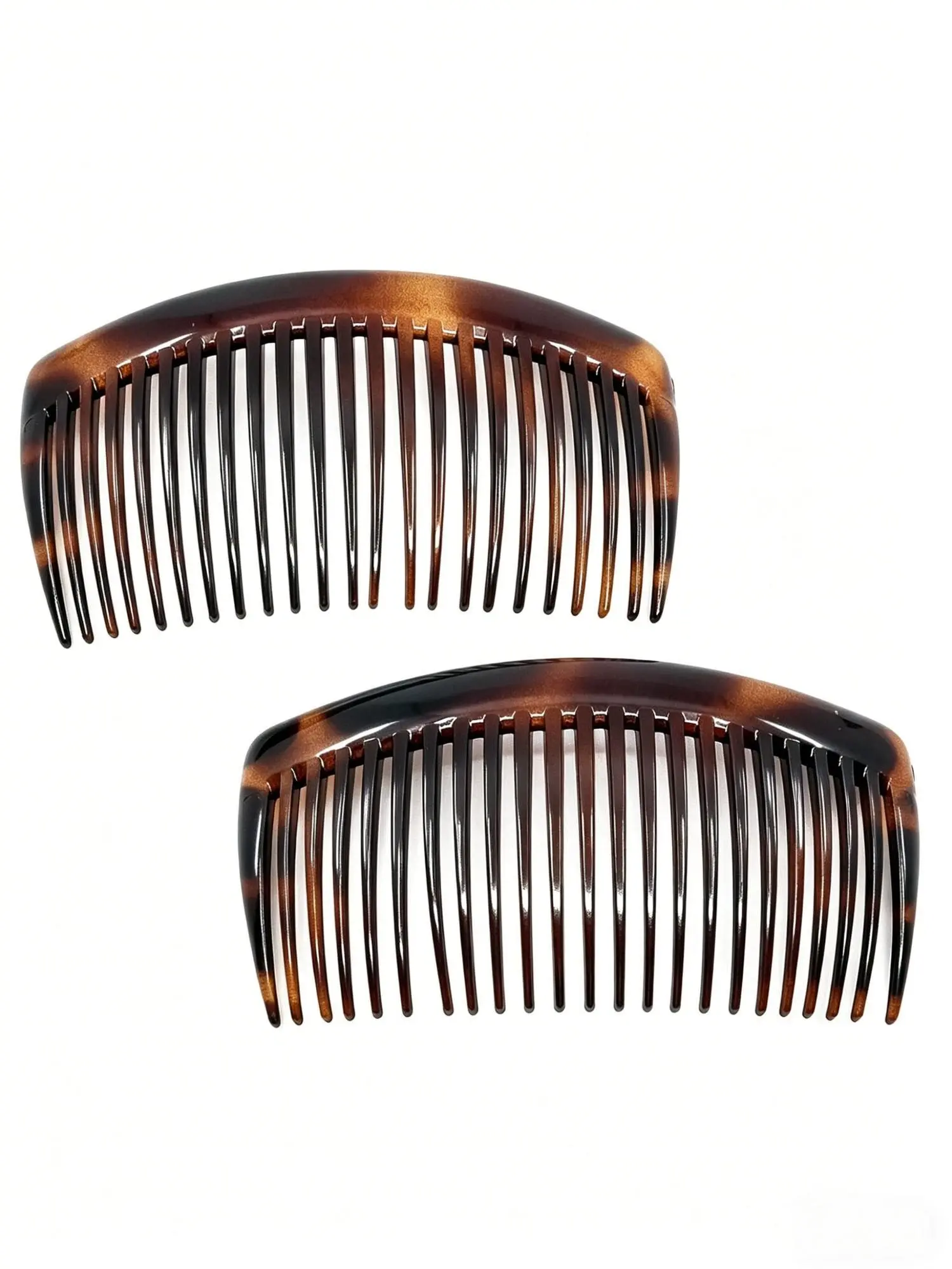 2pcs French Side Comb, Large Curved Tortoiseshell Hair Combs, Strong Hold for Fine Hair, Bun Chignon Up-Do Styling, Girls Hairstyle Accessories
