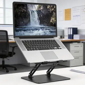 Adjustable Laptop Stand for Desk, Metal Foldable Laptop Riser Holder, Portable Desktop Book Stands, Ventilated Cooling Computer Notebook Stand Compatible with 10-15.6” Laptops