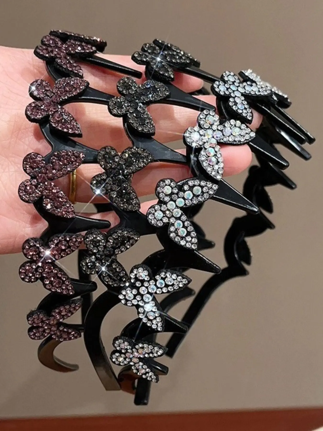 3pcs Women'S Multi-Color, High-End Temperament, Butterfly Decoration Fashion Headband, Suitable As a Gift for Women, Rhinestone Hair Accessories, Headbands Women