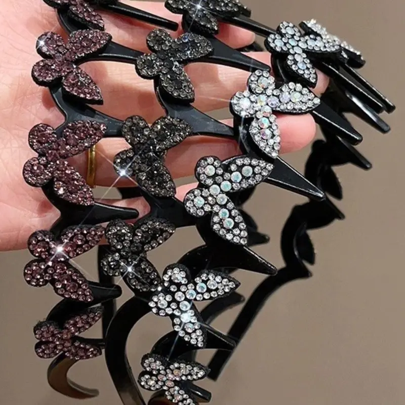 3pcs Women'S Multi-Color, High-End Temperament, Butterfly Decoration Fashion Headband, Suitable As a Gift for Women, Rhinestone Hair Accessories, Headbands Women