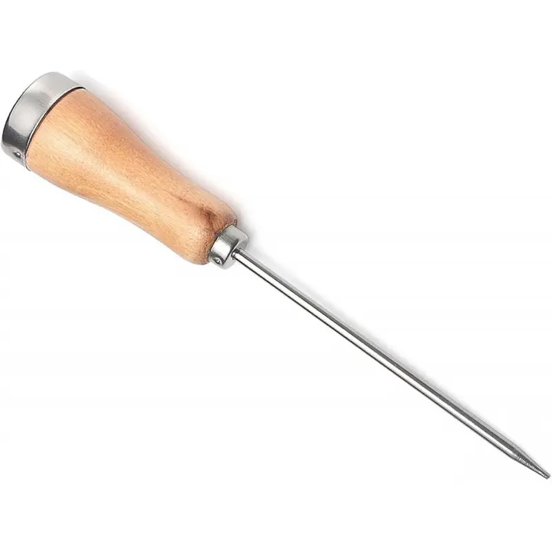8.5 Inch Ice Crusher, Silver Stainless Steel Ice Pick with Wood Handle for Ice Breaking(1 pcs)