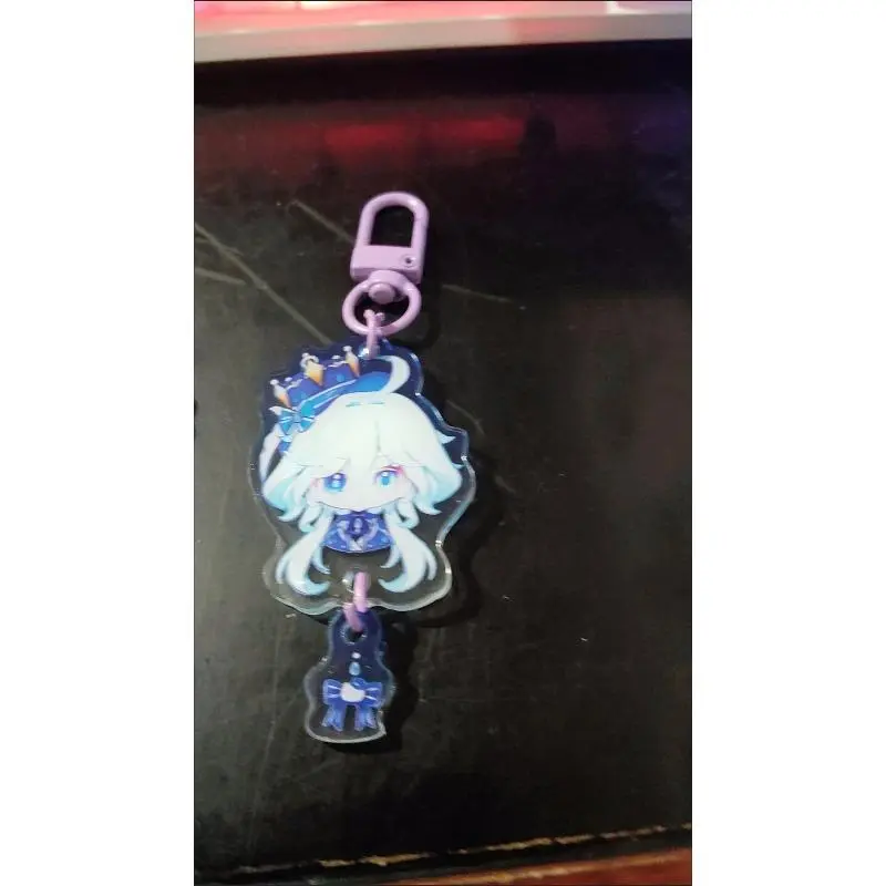 Anime Furina de Fontaine Focalors Hydro Archon God of Justice Double-Sided Acrylic Keychain Badge, 5*5cm 1pcs Durable Cartoon Characters DIY Pendant Accessory for Backpacks, Birthday