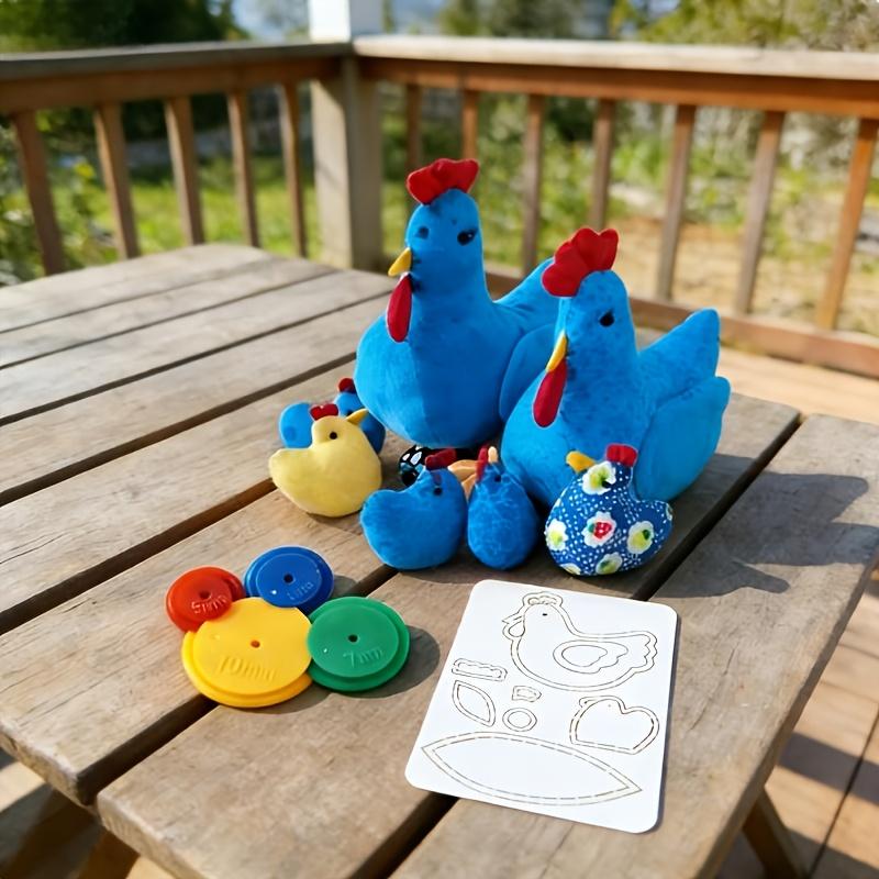 Chicken-themed Patchwork Sewing Template (with 4 tracing tools and hen family motifs) - a colorful handmade guide for quilting, handcrafting, Easter crafts, compatible with sewing machines and hand sewing
