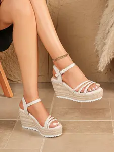 Fashionable Women's Wedge Sandals, Comfortable Summer Shoes, Beach Vacation Ready, Casual Design, Daily Use, PU Leather, Rubber Sole