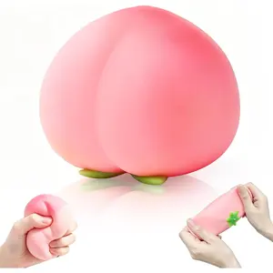 Squishy Peach Slow Rising Stress Relief Toy, Realistic Peach Shaped Squishies Balls, Soft Peach Squeeze Squishy Stress Relieve Fidget Toy, Flexible Squeezable Decompression Gift for Adults