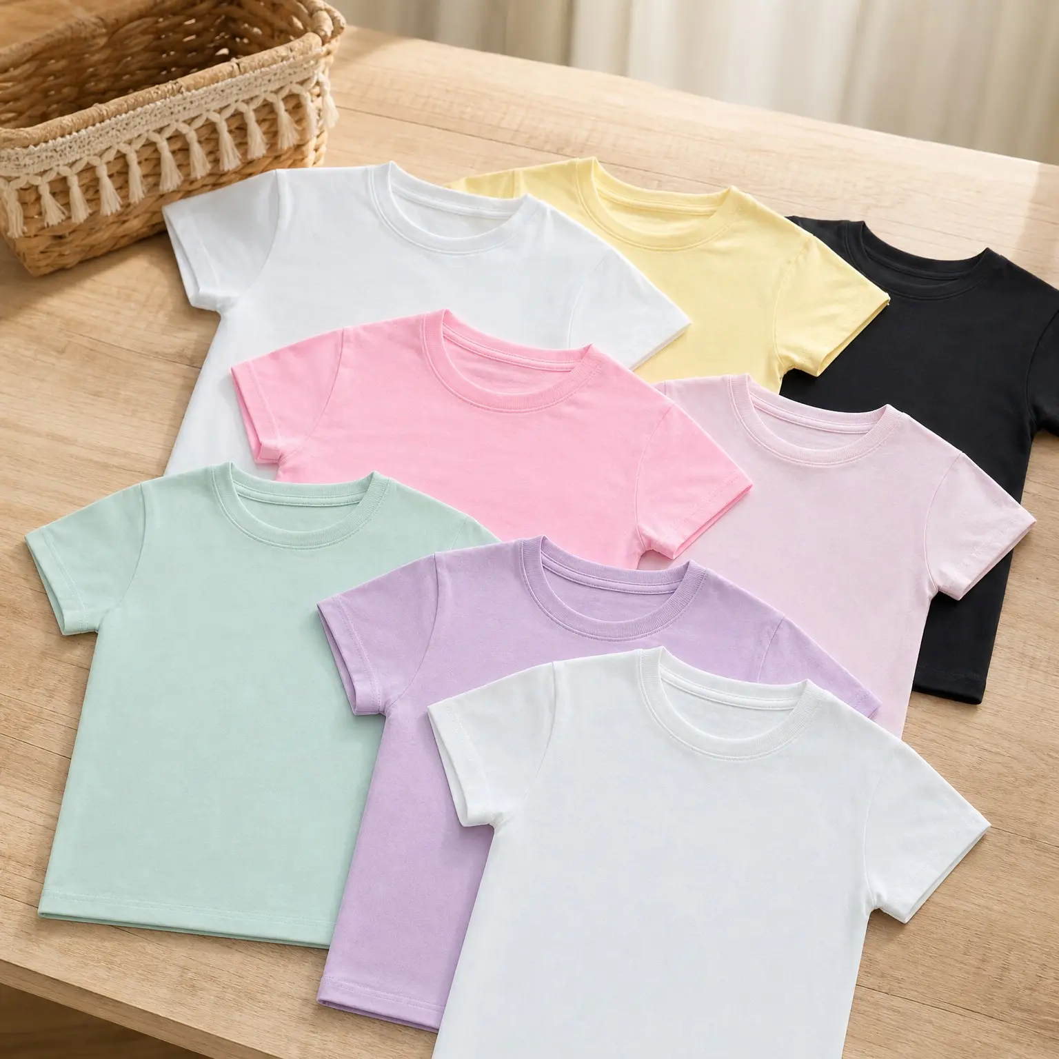 Girls' 8-Pack Cotton Crew Neck Short Sleeve T-Shirts, Solid Color Multipack, Sizes 4-16(Gift)