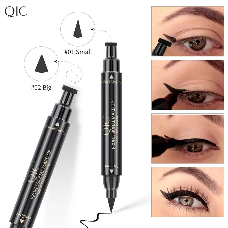 QIC 2-in-1 Stamp Eyeliner Pen | Waterproof & Smudge-Proof | Long-Lasting Winged Eye Makeup