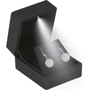 LED Stud Earring Jewelry Gift Box for Proposal, Wedding, Engagement，Birthday Luxury Jewelry Gift Box with LED Light, Jewellry Display Box (Black)Gift.