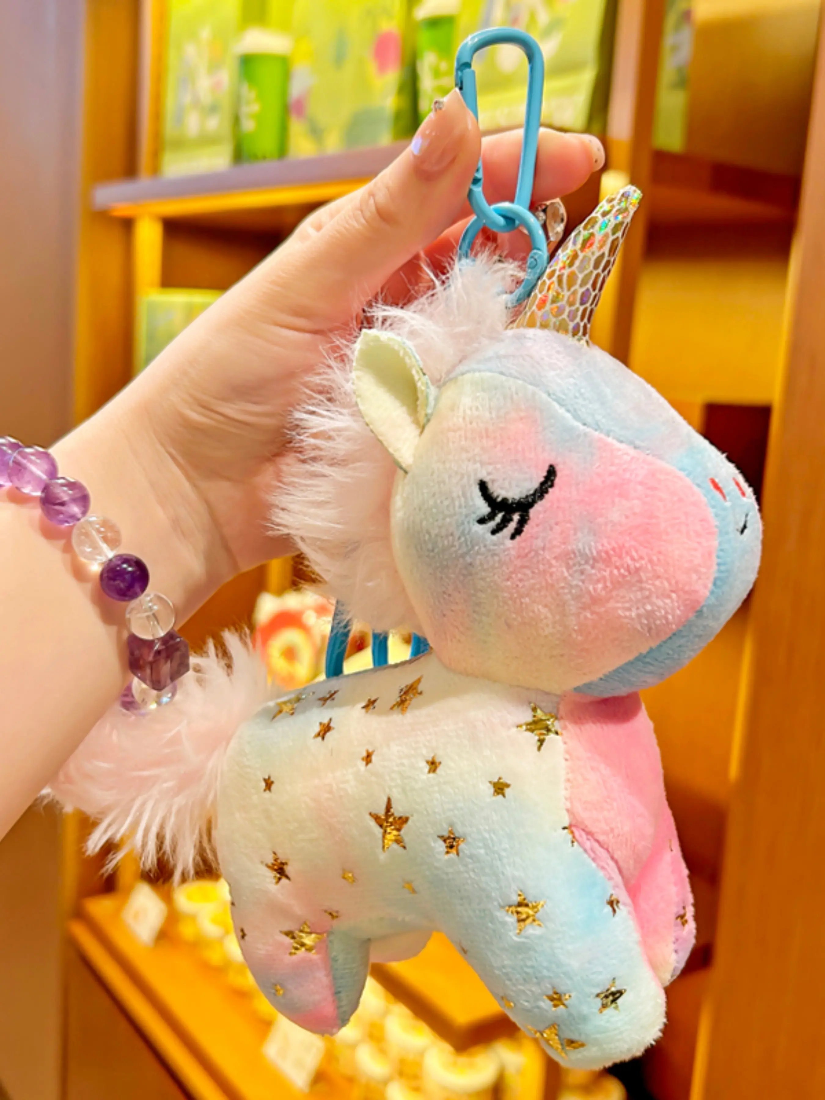 Cute Unicorn Keychain, Plush Rainbow Animal Shape, Fashionable Bag Charm, Portable Backpack Accessory, Birthday Gift, Party Favor, Stuffed Animal Keychain, Key Rings