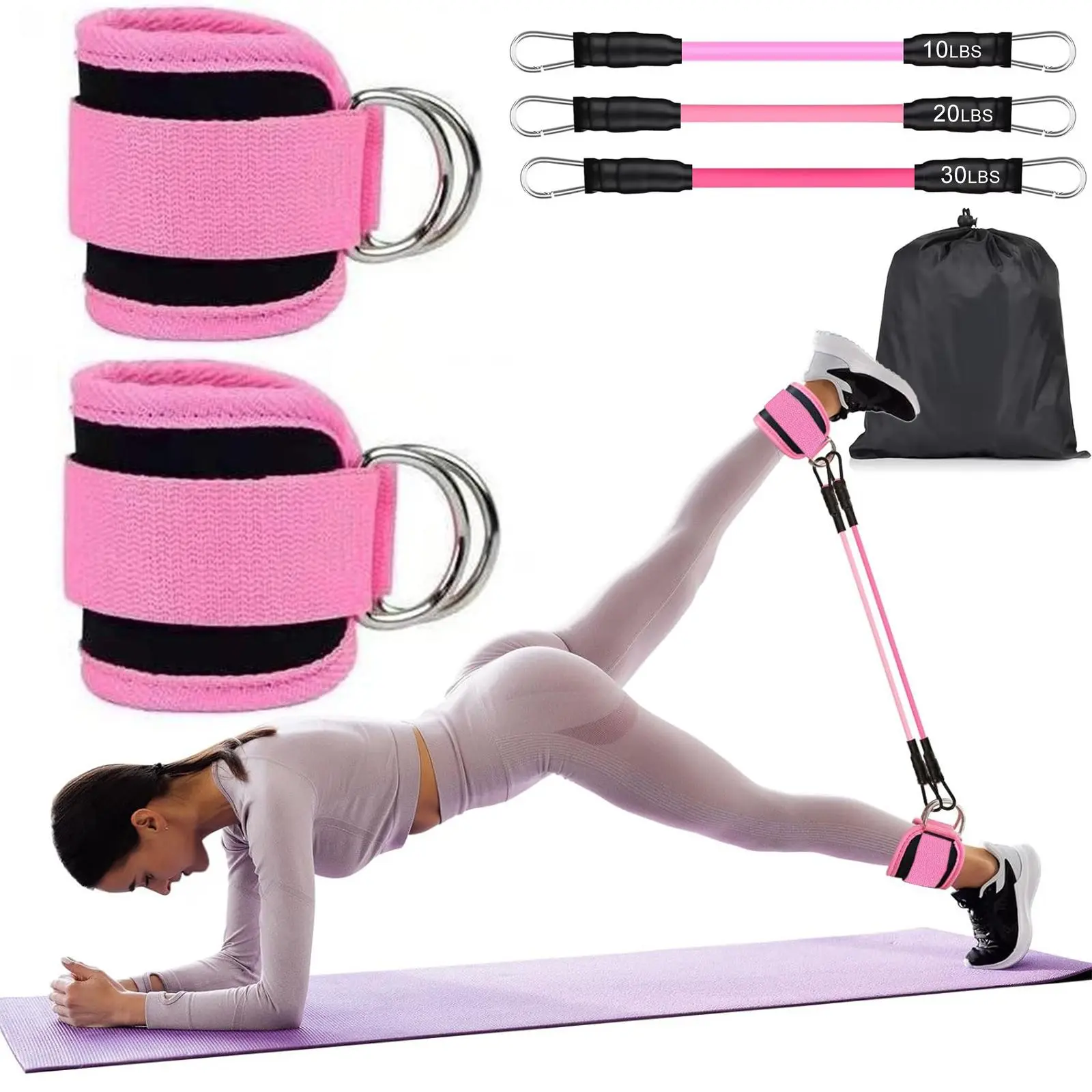 Stackable Resistance Band Ankle Strap Set Wide Strap Breathable Liner Indoor Outdoor Universal Sports Gear