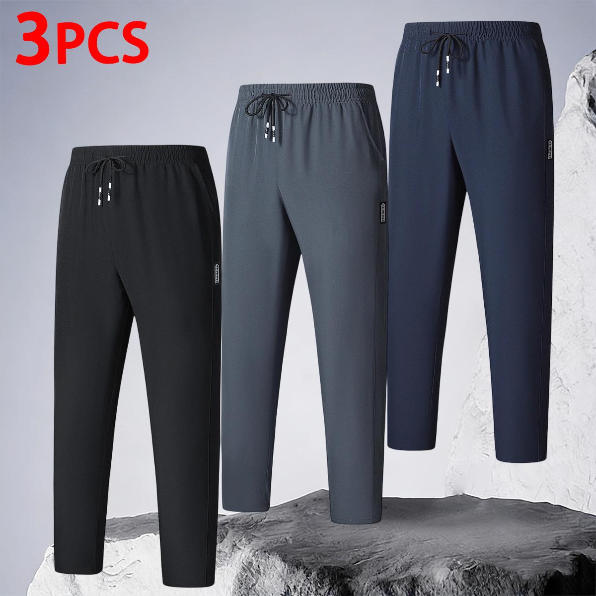 Ultra Stretch Mens Quick Dry Athletic Pants Casual Drawstring Tapered Track Pants for Gym Workouts and Running