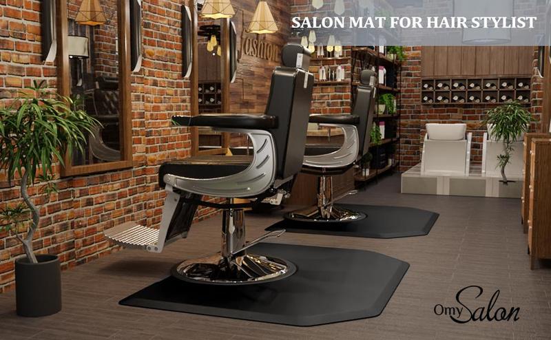OmySalon Salon Mat for Hair Stylist 4’x5’ Anti Fatigue Barber Floor Mat with Round Base, Salon Chair Mat for Hairdresser Standing, Barbershop Beauty Spa Styling Shampoo Equipment