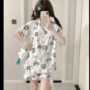 Hatsune Miku Japanese New Style Sweet Creative Cute Anime Picture Print Casual Versatile Short Sleeve Pajamas Home Clothes Set