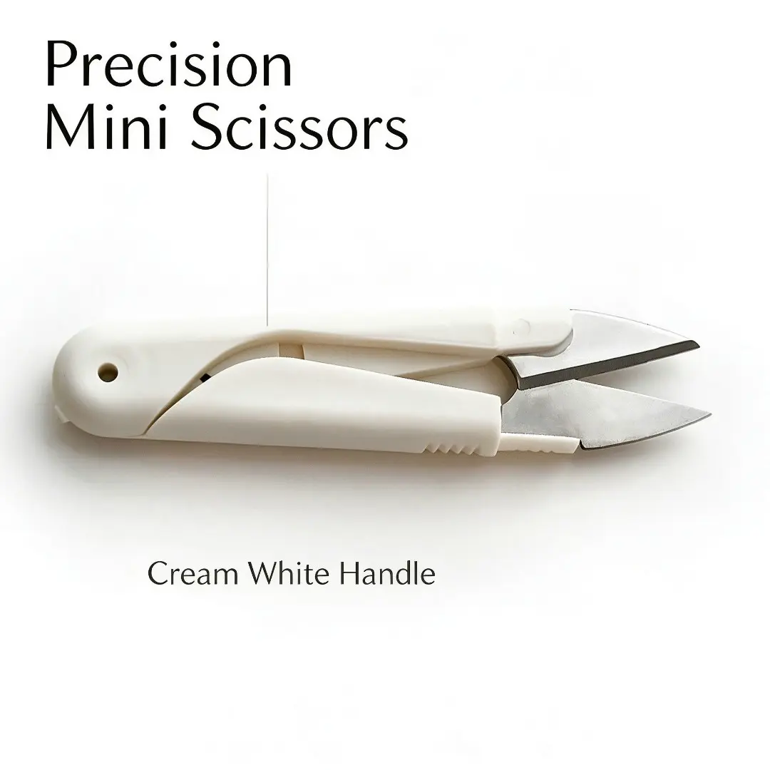 Cream Precision Mini Scissors with Lid, Ideal for Craft Enthusiasts and Sewing Professionals, Compact Design with Protective Cover and Non-Slip Handle