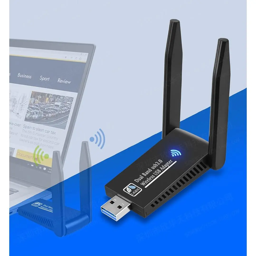 1300Mbps Dual-Band USB WiFi Adapter - 2.4G/5.8G Wireless Dongle with Compact Design, Plug-and-Play, Driver-Free Installation, Gaming Compatibility, Fast Downloads & HD Streaming for PC/Laptop