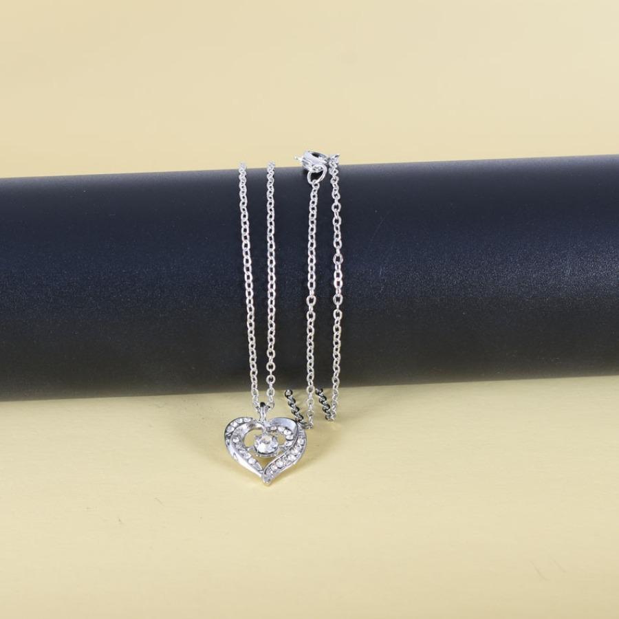 Independence Day Heart Diamond Pendant Fashion Necklace