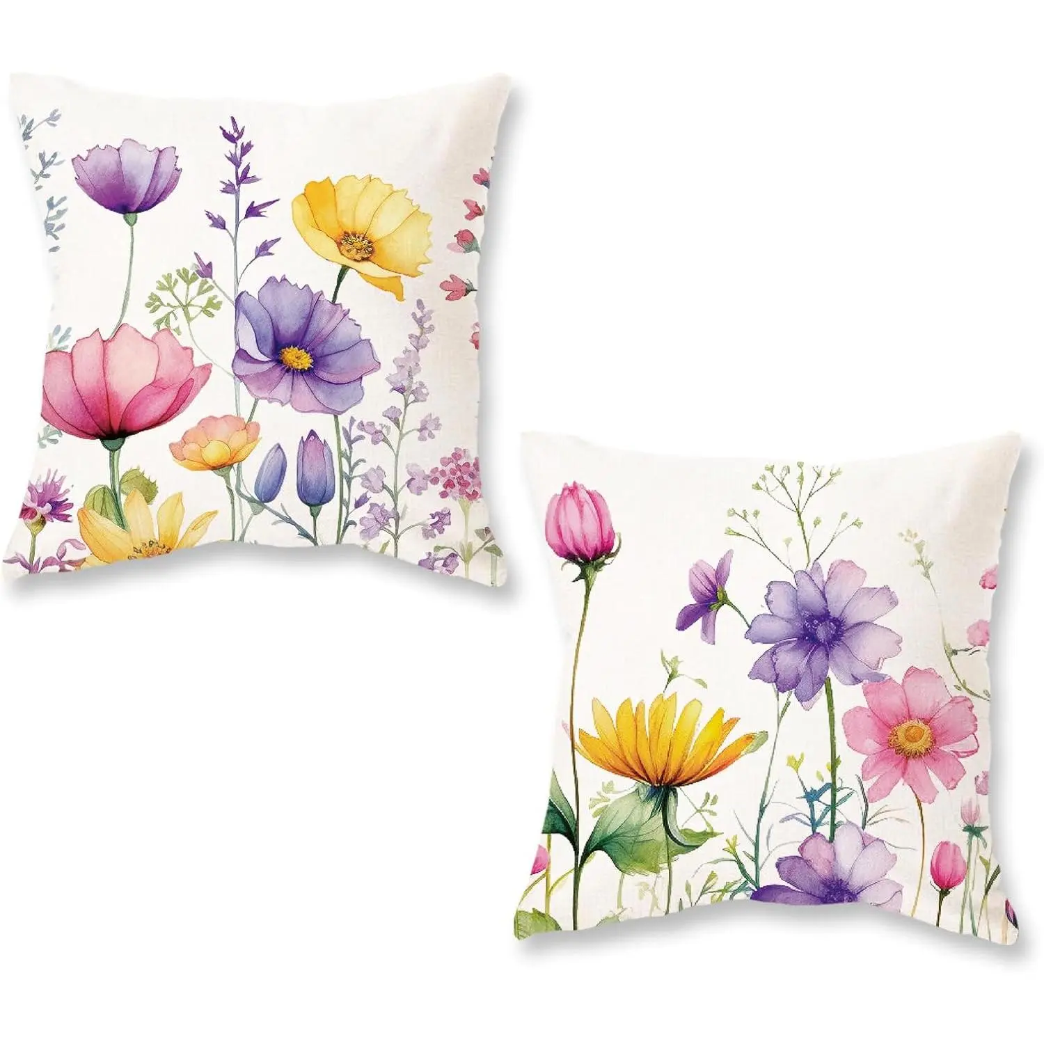 Spring Summer Pillow Covers 18x18 Inch Set of 2 Floral Colorful  Decorations  Living Room Outdoor Cushion Case for Sofa Couch  Bed