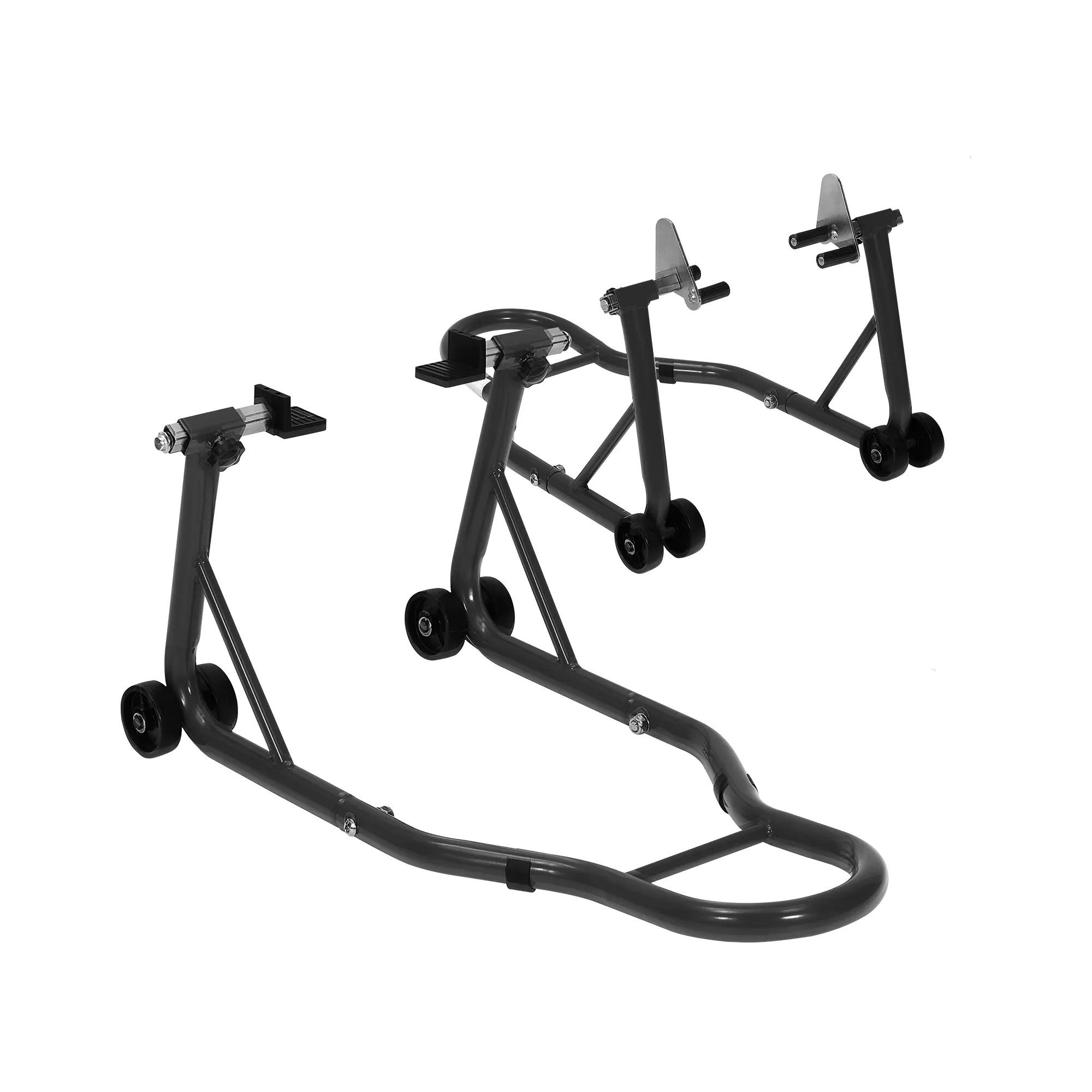 Motorcycle Stands Front and Rear, 900 LB Heavy Duty Front & Rear Wheel Lift Combo with U+L Adjustable Swingarm Spool, Universal Paddock Stands for Most Motorcycles