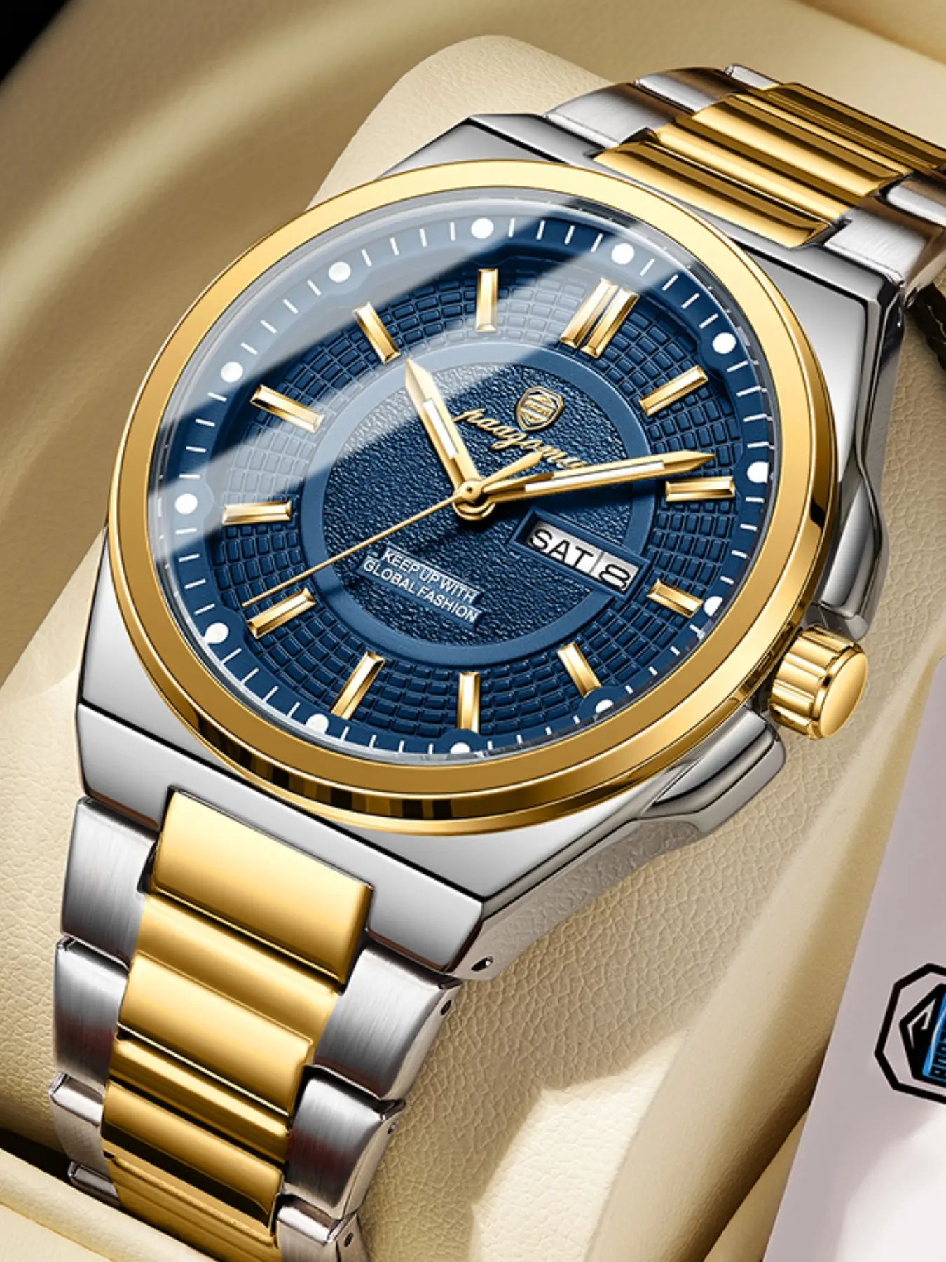 Men's Casual Business Round Dial Stainless Steel Analog Mechanical Quartz Wristwatch, Fashionable Party and Daily Wear, Trendy Gift Boxed Watches, Elegant Business Watch