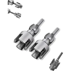 Pipe Thread Cutting Tool, Integrated Internal & External Pipe Threading Tool,Electric Drill  PVC Pipe Threader Kit,1/2" (DN15) 3/4" (DN20) Pipe Sizes Rethreading Tool (silvery)
