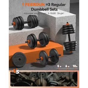 FEIERDUN Adjustable Dumbbells Set 20/45/70/90lbs, 5-in-1 Free Weights with Connector, Convert to Barbell/Kettlebell/Push-Up Stand, Home Gym Equipment for Men & Women#Summervibes summervibes,,summerwins,father'sdaygifts,bathingsuitwomenset