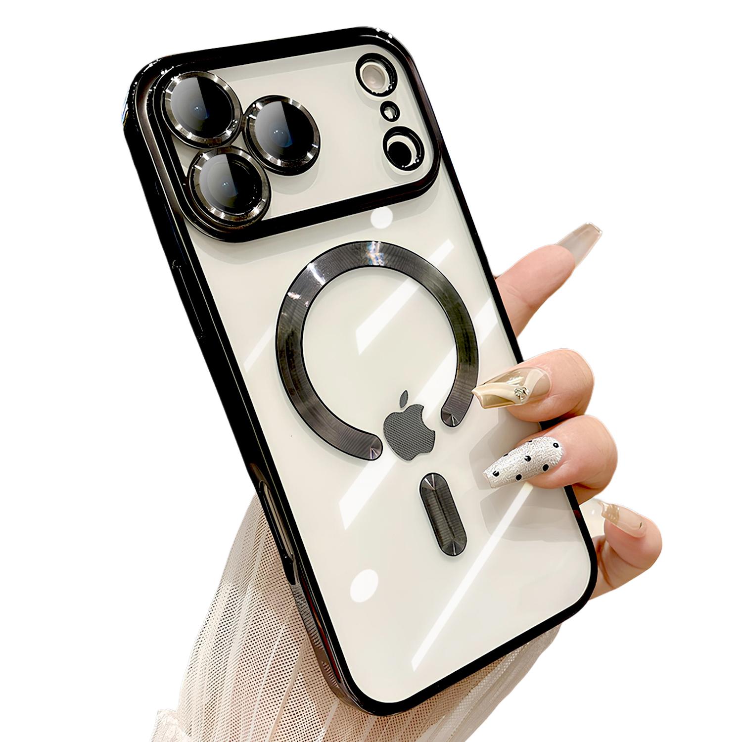 Magnetic for iPhone 17 Pro Max 16 15 14 13 Case Compatible with MagSafe Military Grade Drop Protection Full Camera Lens Protector Plating Soft Clear Phone Case for Women Men