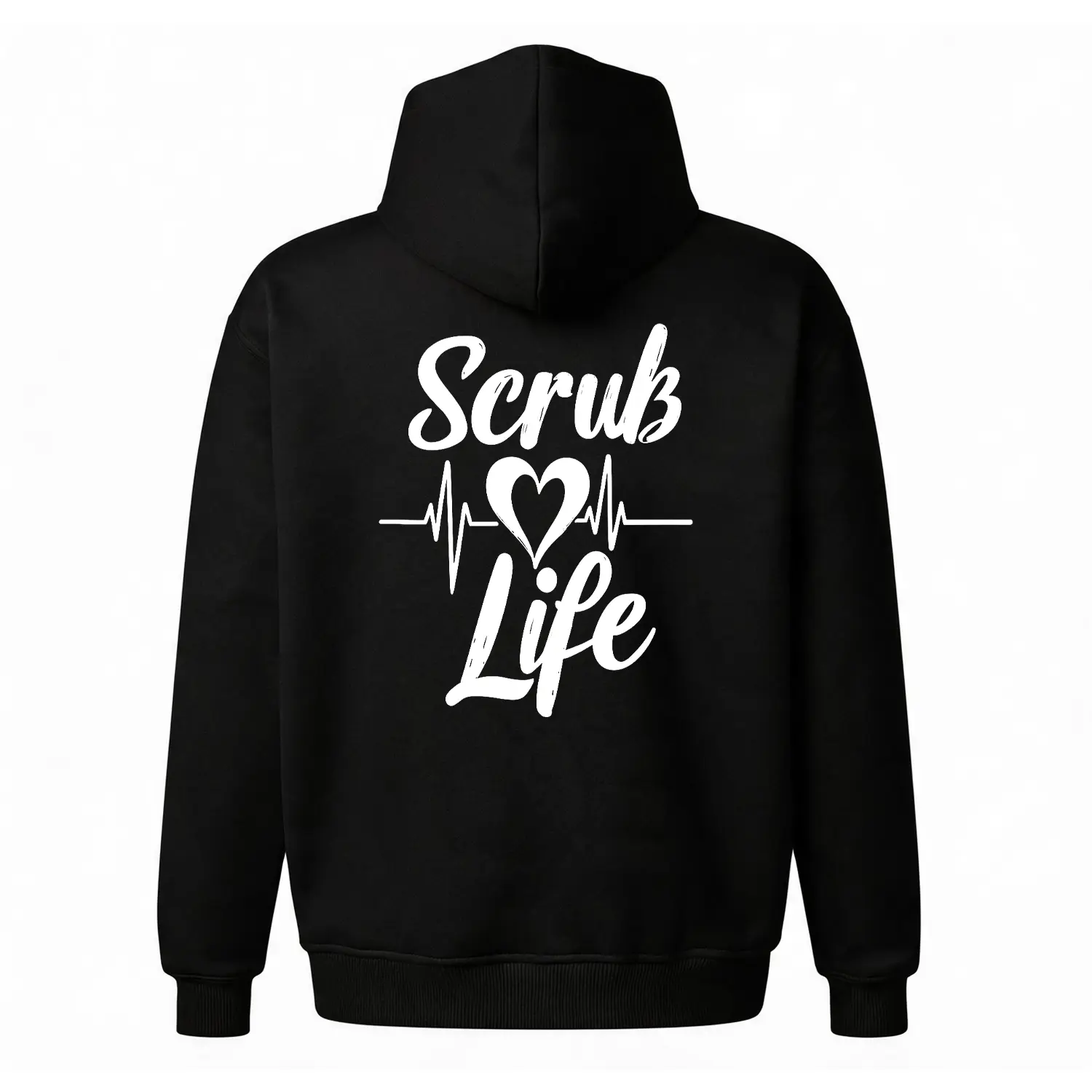 Y2K Hoodie Retro 90s Style Graphic Hoodie, Scrub Life Nurse ECG Streetwear Hoodie. Unisex Oversized Baggy Fleece Hoodie, Cozy Comfortable Life Hoodie & Casual Loungewear. Cheap Everyday Wear, Versatile Comfy Outfit Birthday Gift Hoodie for Him/Her.