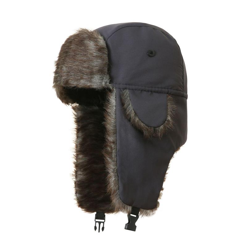 Heavy Duty Trapper Hat with Ear Flaps - Windproof Winter Hat for Men Women, Faux Fur Lined Ski Snow Hat for Hiking/Commute