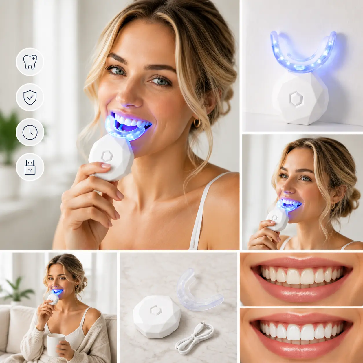 Teeth Whitening Light, 10X More Powerful Blue Led Light Connected with USB, Non-Battery Teeth Whitening LED Light in Home Use