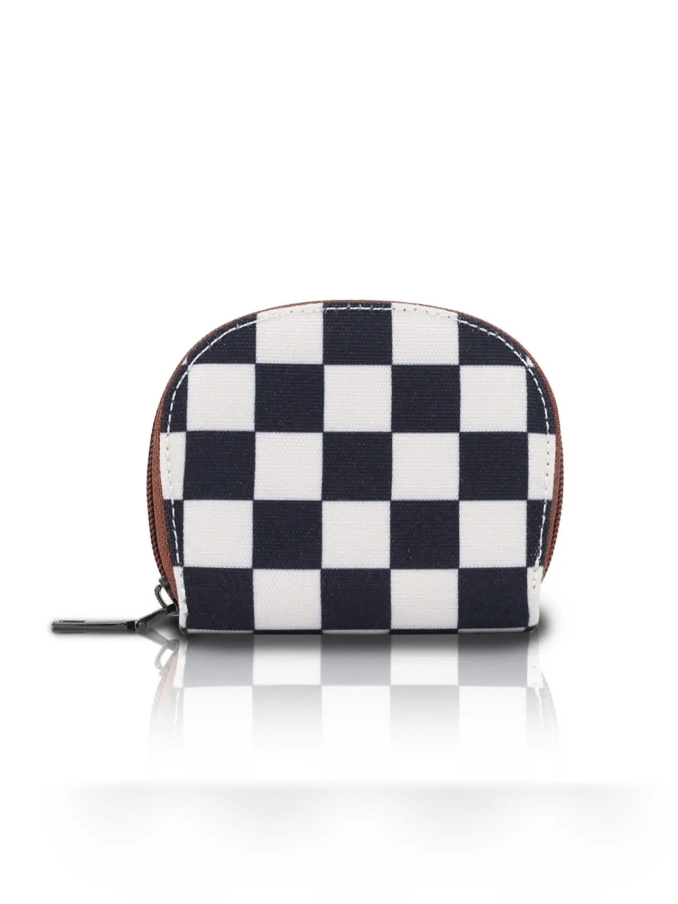 Elegant Shell Design Checkerboard Card Holder, Unisex Canvas Wallet, Boho Style, All-Season Fashion Accessory, Perfect for Daily Use