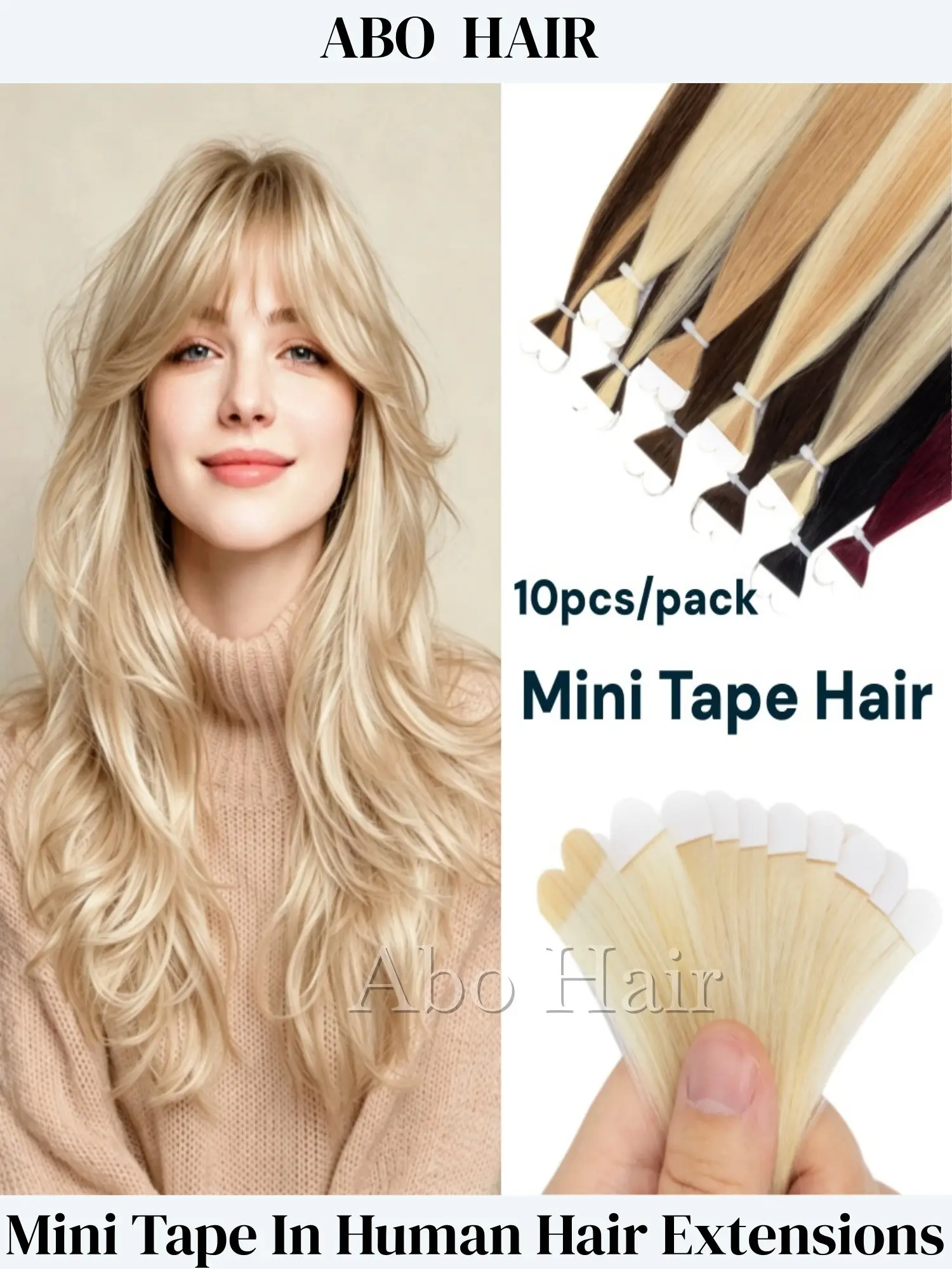 Mini Tape in Human Hair Extensions, Natural Look, Easy Application, Perfect for Quick Styling, Enhance Your Hairstyle Effortlessly