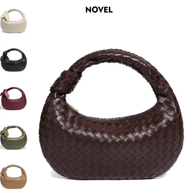 NOVEL Trendy Hand woven Underarm Bag, Unique Knotted Design for a Relaxed Look, Versatile Shoulder Bag, Fashionable and Versatile Handbag, Spacious and Elegant Half-Moon Underarm Bag