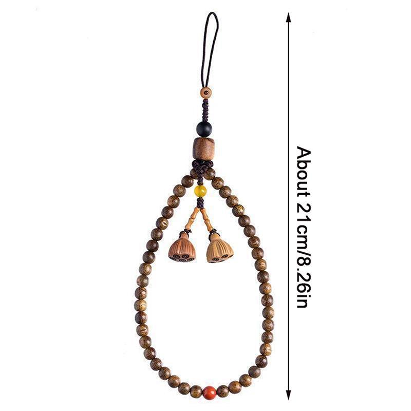 Retro Agarwood Mobile Phone Chain Women's Lanyard Short Wrist Pendant Hanging Decoration Hanging Rope Straps Chinese Style